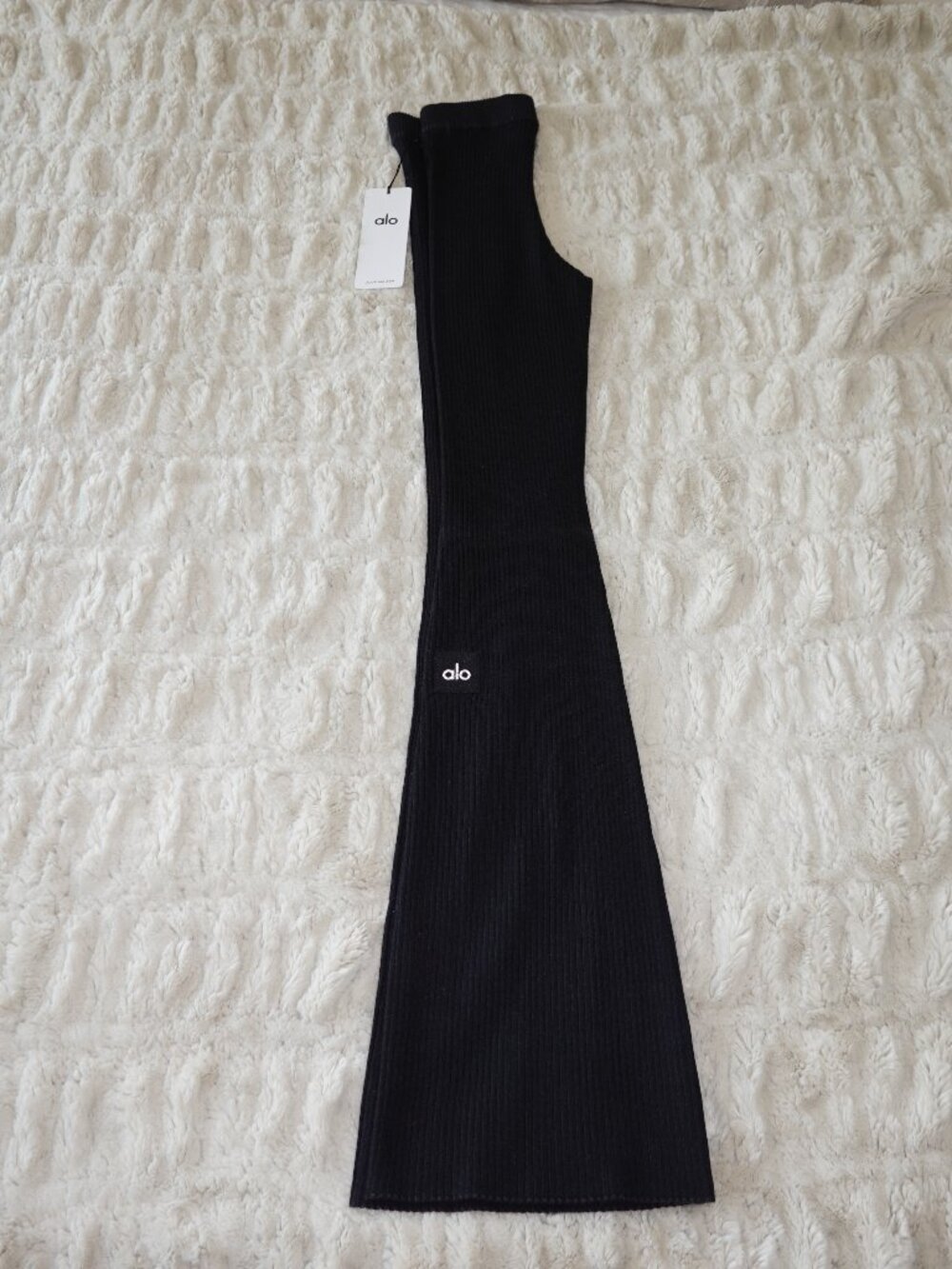 Alo Denim Knit High Waist Flare Pant Black